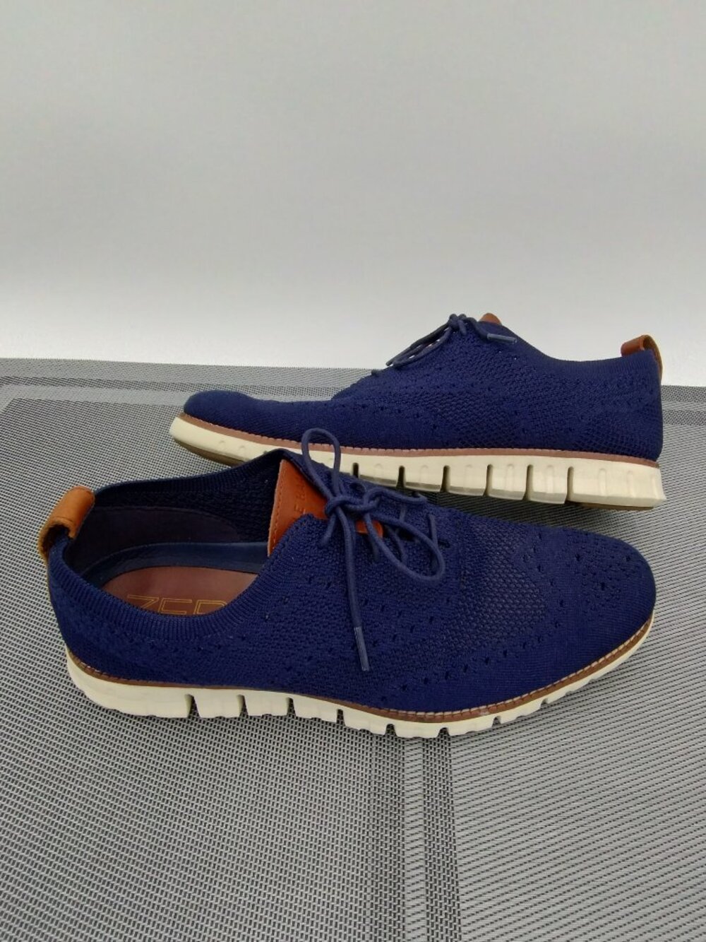 Cole Haan Zero Grand Stitchlite Wingtip Oxford Shoes Blue Size 10.5